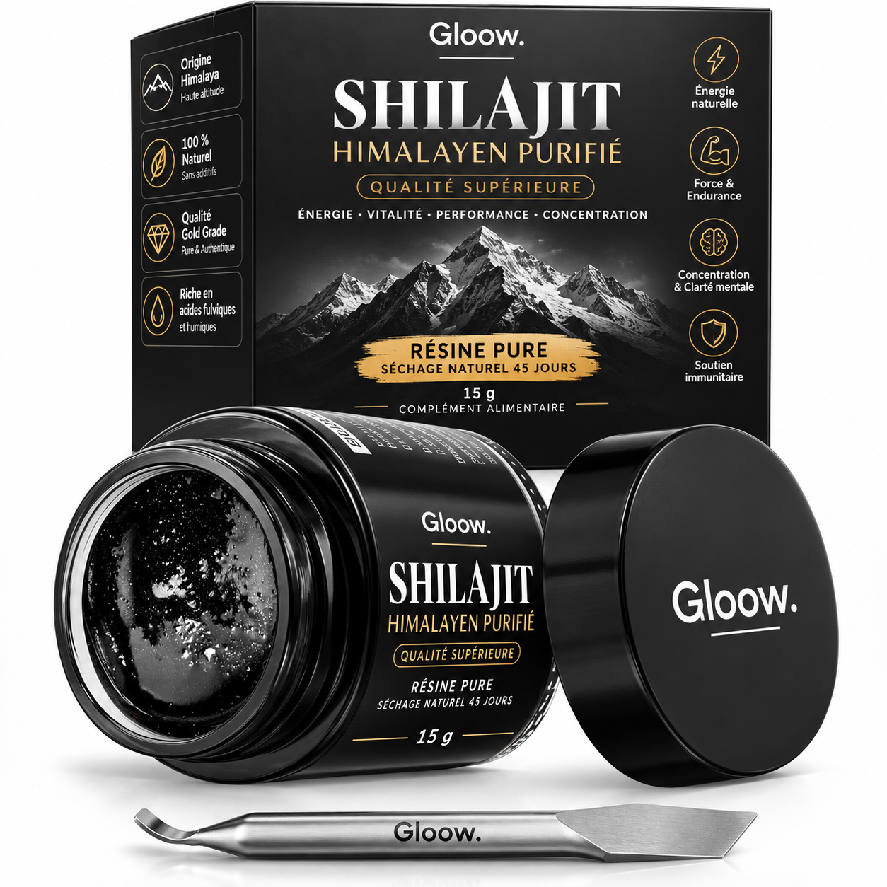 Shilajit Pur de l’Himalaya – Résine Premium Gold Grade 15g